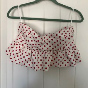 BRAND NEW ZARA cherry red and white polkadot cropped top